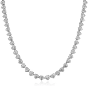 HZMAN Love Hearts Necklace for Women Shiny Cubic Zirconia Necklace Party Wedding Jewelry Gift