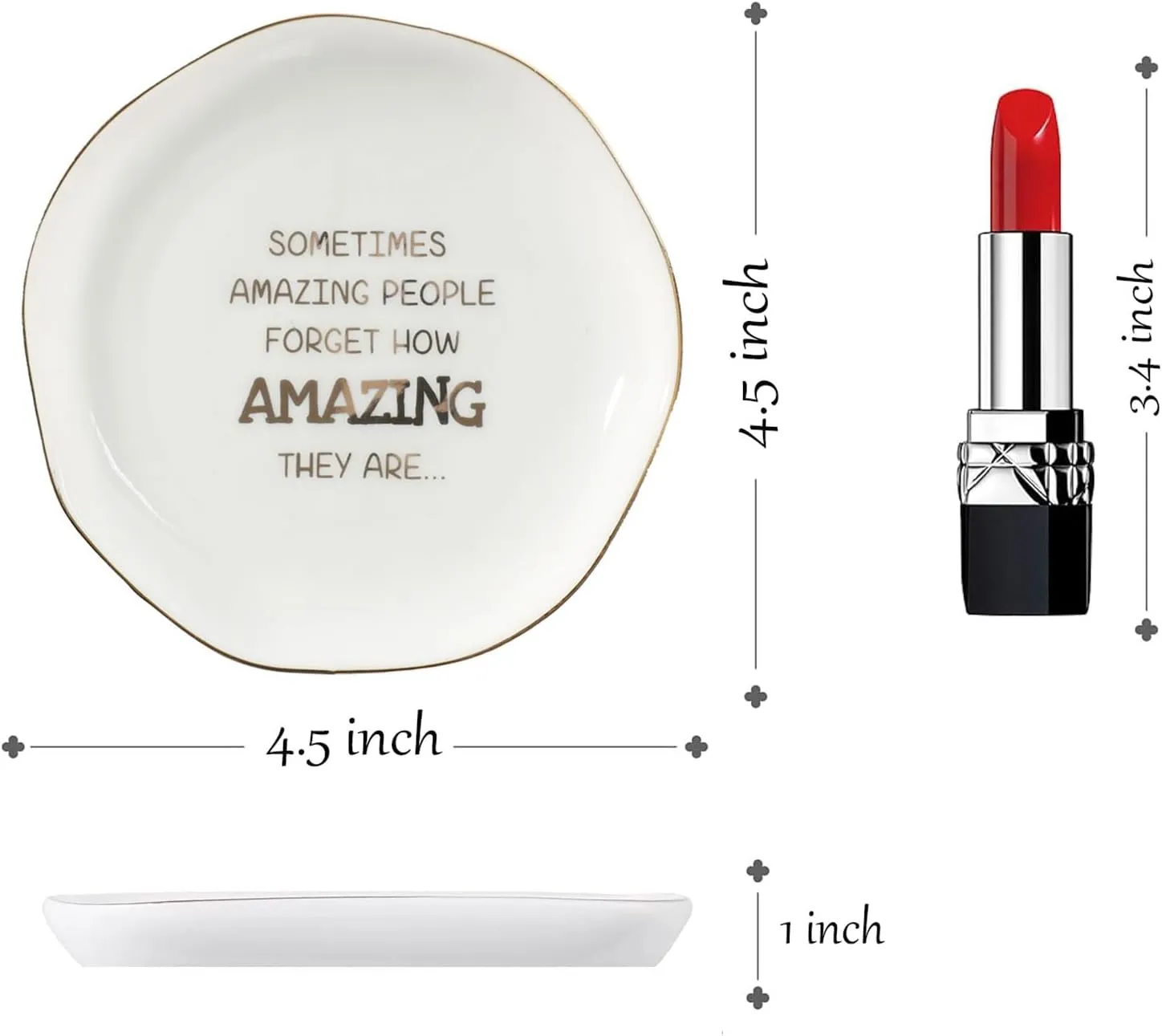 Inspirational Gifts for Women Ring Dish - You are Amazing So This is Reminder Ceramic Jewelry Dish Tray Encouragement Birthday Gifts for Sister Daughter Niece