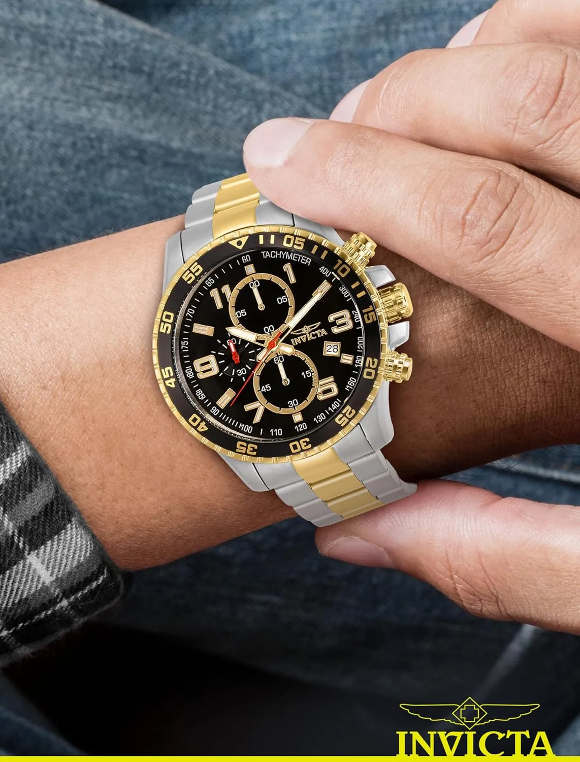 Invicta Men's Specialty Chronograph Textured Dial Stainless Steel Watch