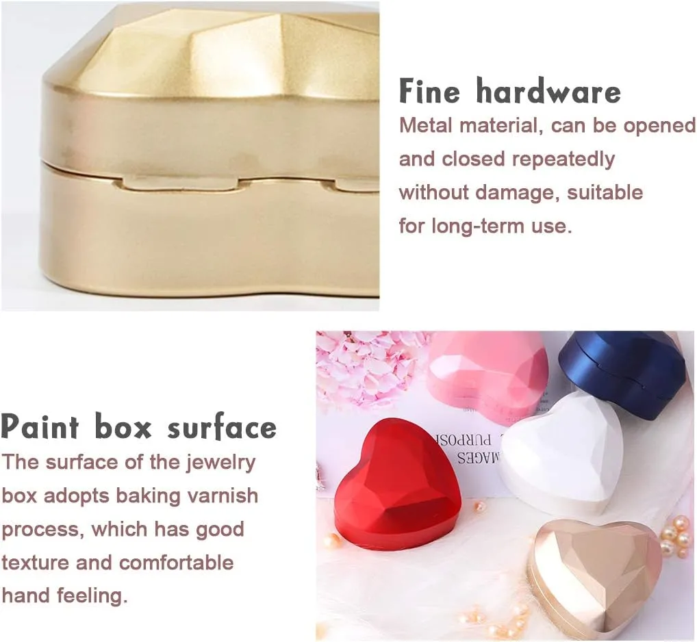 iSuperb Pendant Necklace Box with LED Light Heart Shape Jewelry Gift Box Bracelet Case for Anniversary Wedding Engagment (Red)