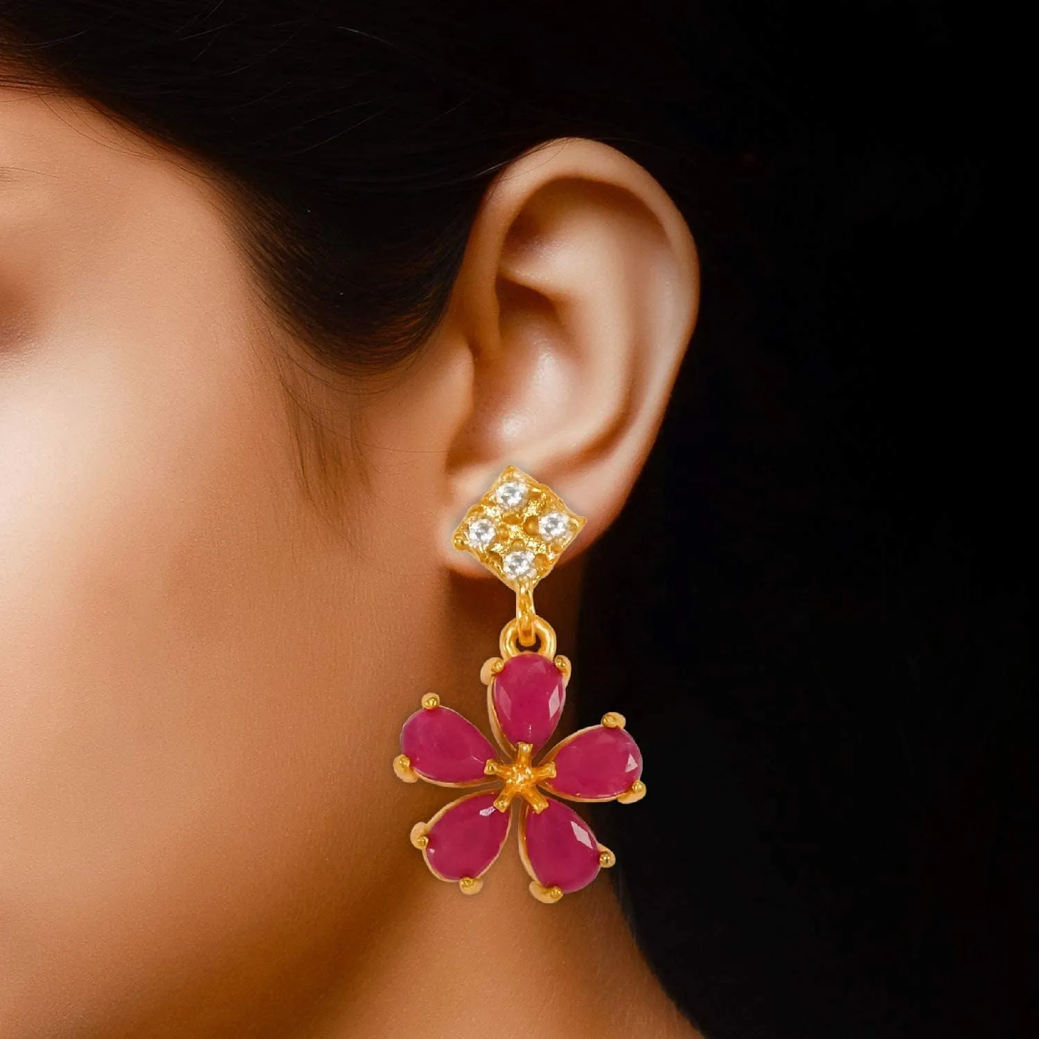 JewarHaat Indian Bollywood Necklace Set AD CZ Elegant Gold Plated Multi Stones Sparkling Crystals Choker with Earrings Fashion Jewellery for Women & Girls