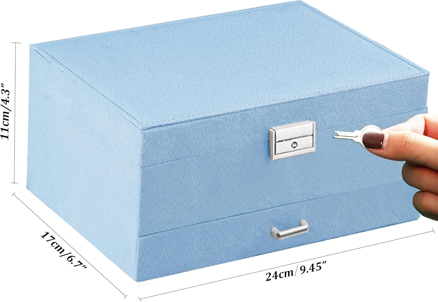 Jewelry Boxes for Women Blue Velvet Jewelry Organizer with Lock,Teen Jewelry Organizers and Storage Earring and Necklace Holder Organizer Box Womens Jewelry Box for Necklaces Earrings Rings Bracelets