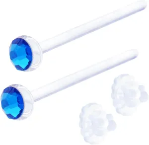 Jewelry Stud Earrings for Women Tempered Glass Hypoallergenic Rhinestone Clear 20G 18G 16G Retainer Body Piercing for First Second Earrings Every Day Use Silicone