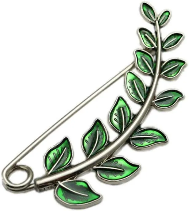 Joyci Vintage Green Leaf Brooch Cardigan Pin Shawl Brooch Buckle Sweater Knitwear Lapel Pin