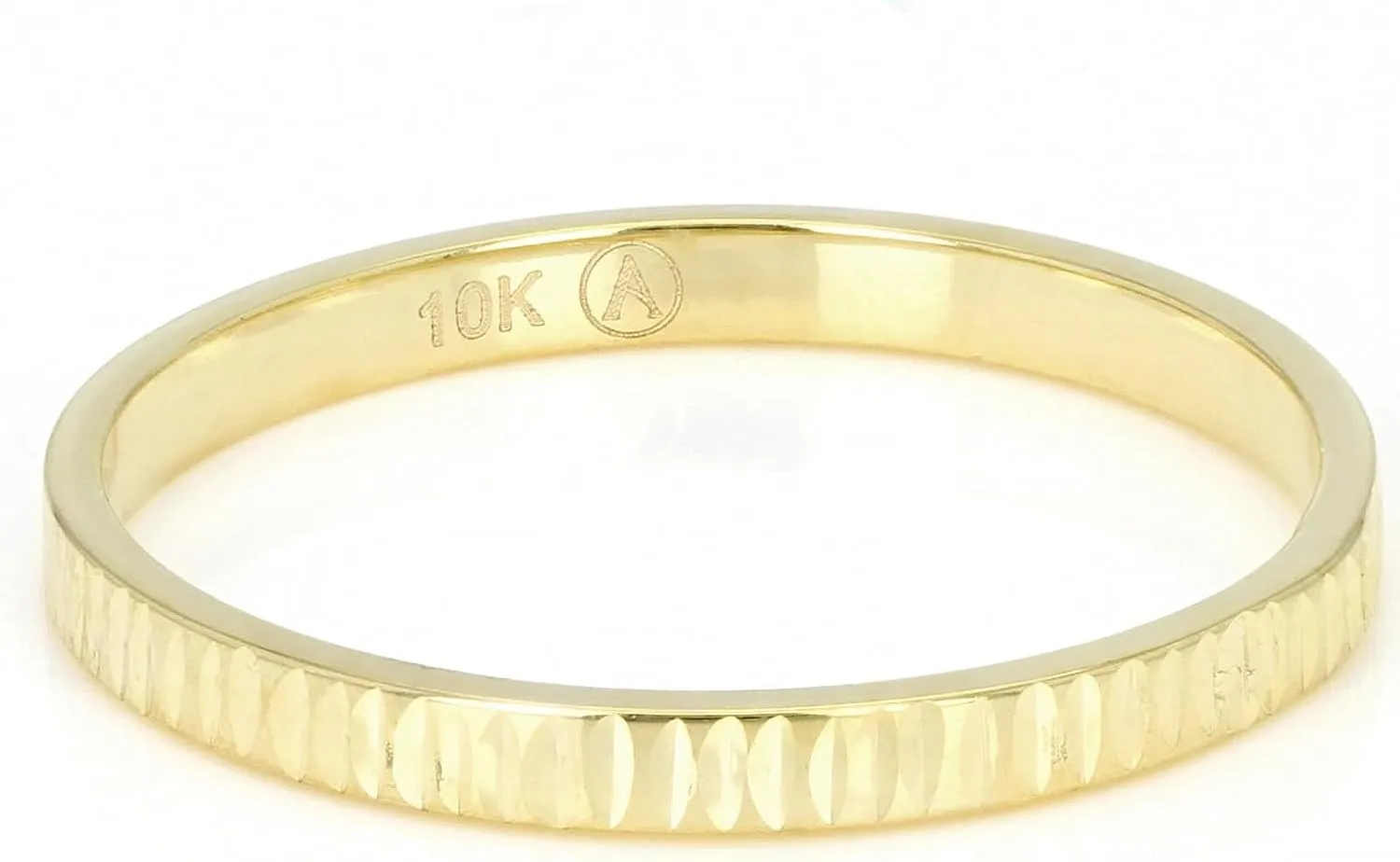 JTV 10K White, Yellow or Rose Gold 2mm Textured Band Ring - Wedding Band for Men and Women - 10k Gold Ring