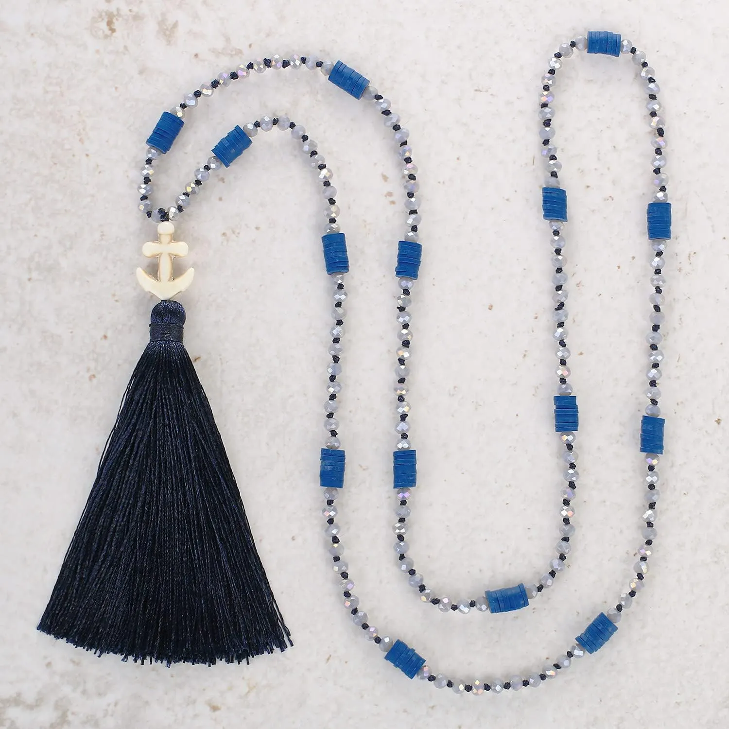 KELITCH Women Necklace Tassel Pearl Necklace Long Tassel Necklace Shining Crystal Necklace New