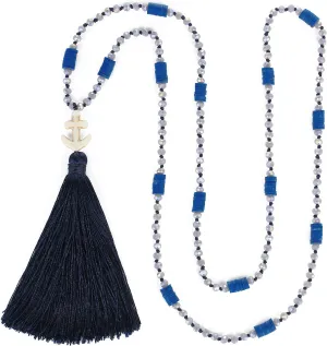 KELITCH Women Necklace Tassel Pearl Necklace Long Tassel Necklace Shining Crystal Necklace New