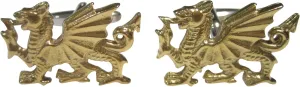 Kiola Designs Gold Toned Textured Welsh Dragon Cufflinks