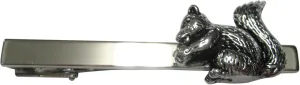 Kiola Designs Silver Toned Shiny Detailed Squirrel Square Tie Clip