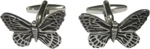 Kiola Designs Silver Toned Textured Butterfly Cufflinks