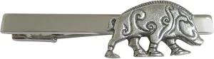Kiola Designs Silver Toned Textured Celtic Boar Square Tie Clip