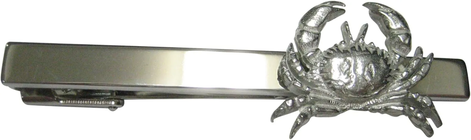 Kiola Designs Silver Toned Textured Crab Tie Clip