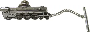Kiola Designs Silver Toned Textured Locomotive Train Tie Tack
