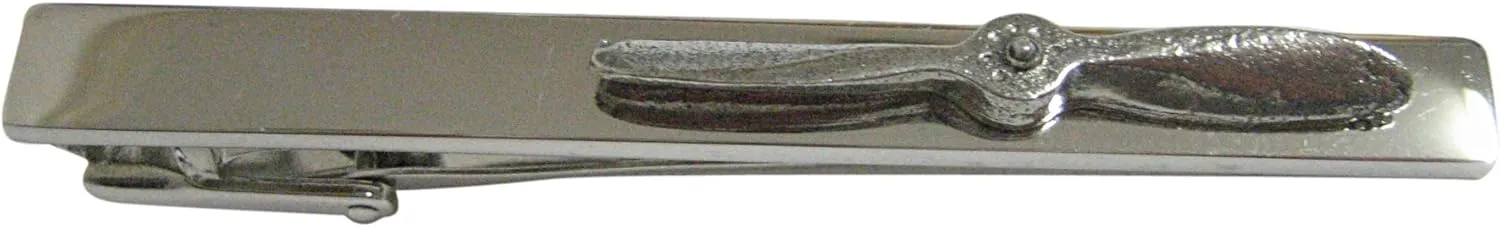 Kiola Designs Silver Toned Textured Propeller Square Tie Clip