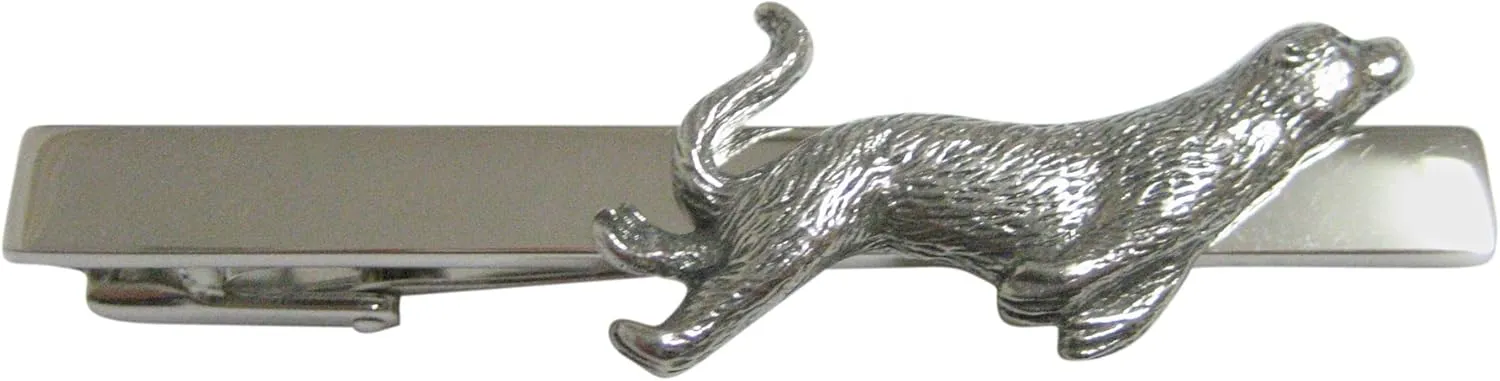 Kiola Designs Silver Toned Textured Sea Lion Square Tie Clip