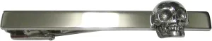 Kiola Designs Silver Toned Textured Skull Square Tie Clip