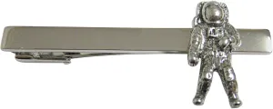 Kiola Designs Silver Toned Textured Space Astronaut Square Tie Clip