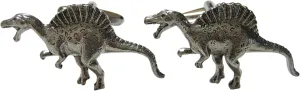 Kiola Designs Silver Toned Textured Spinosaurus Dinosaur Cufflinks