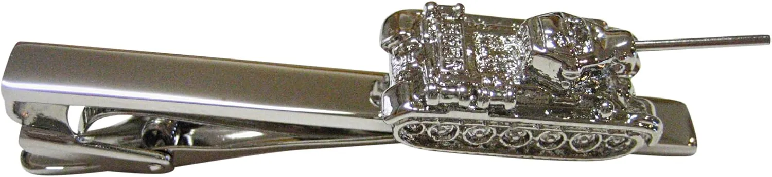 Kiola Designs Silver Toned Textured Tank Square Tie Clip