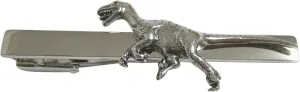 Kiola Designs Silver Toned Textured Velociraptor Dinosaur Square Tie Clip