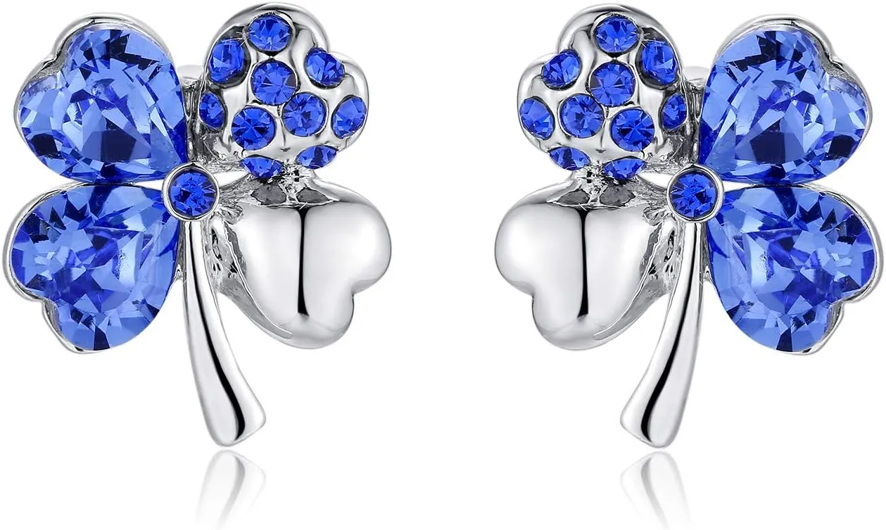 KRUCKEL Four leaf clover Lucky, joy, hope, faith, kindness, cheerful, confident, everyday is full of Love earrings made with Austrian crystals  7071010