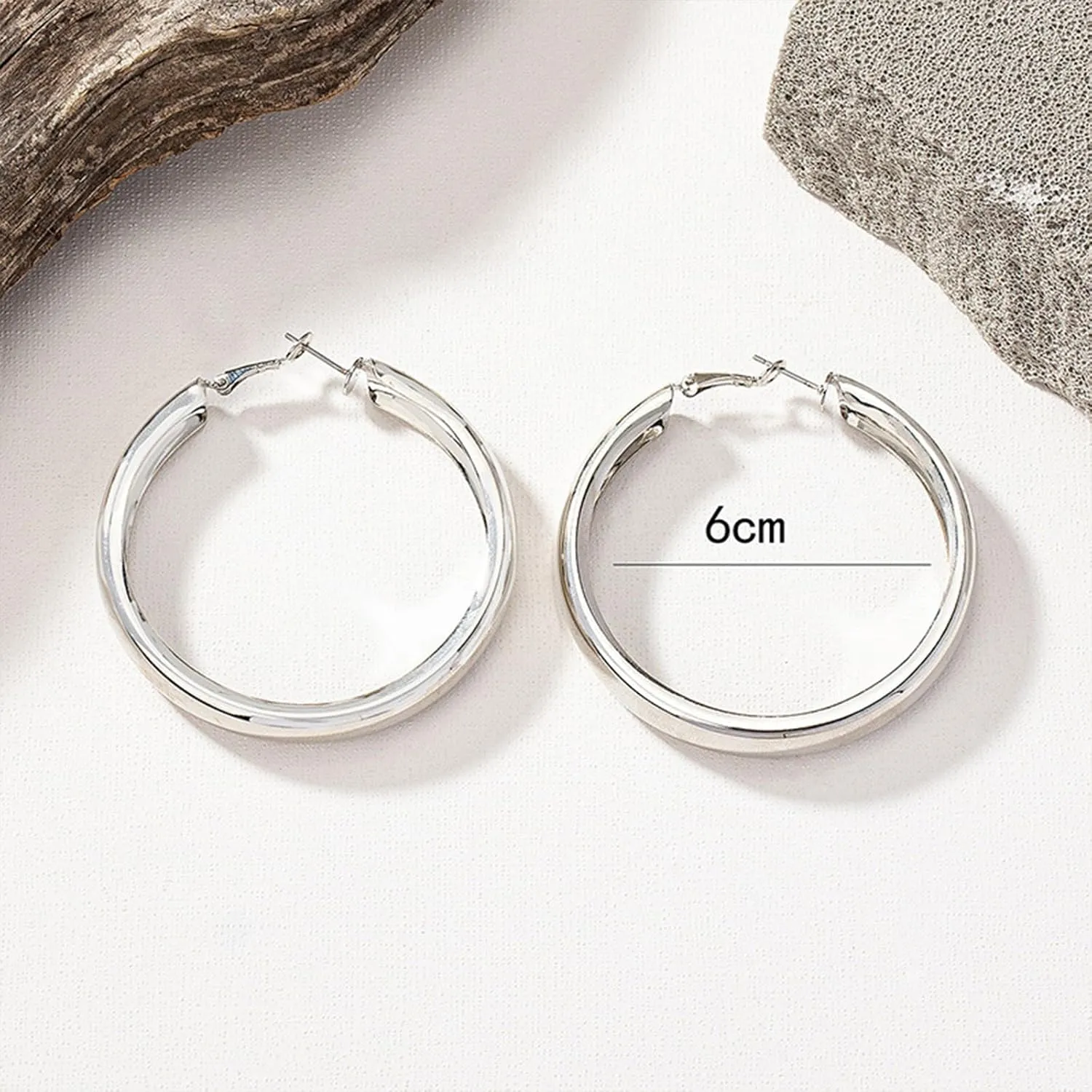 Large Gold Hoop Earrings Lightweight Chunky Gold Earrings for Women Silver Chunky Earrings 14k Gold Big Hoop Earrings for Wedding