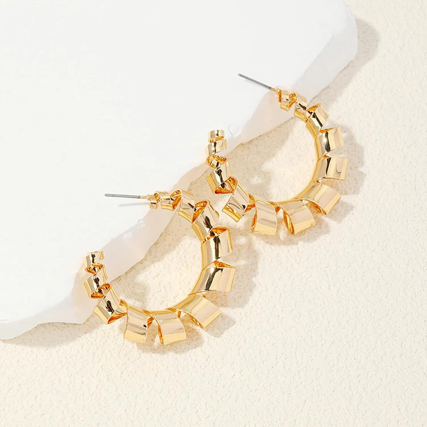 Large Gold Hoop Earrings Lightweight Chunky Gold Earrings for Women Silver Chunky Earrings 14k Gold Big Hoop Earrings for Wedding