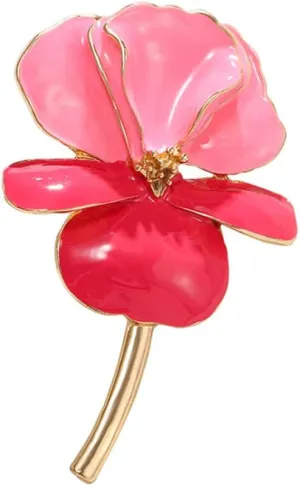 Large Iris Flower Leaf Brooch Pin for Women Gold-Toned Enamel Fashion Big Gradient Color Ginkgo Petals Brooches Lapel Pins Exaggerated Dress Accessories Jewelry