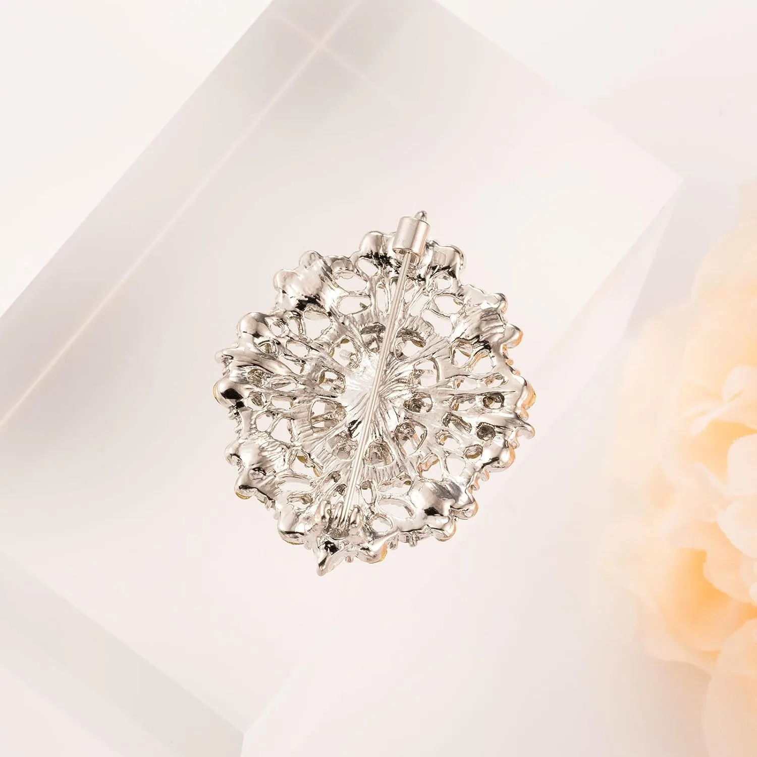 LAXPICOL Vintage Clear Austrian Crystal Brooch Pin for Women Elegant Wedding Bridal Brooches Broach Pin 1.69"*1.39"
