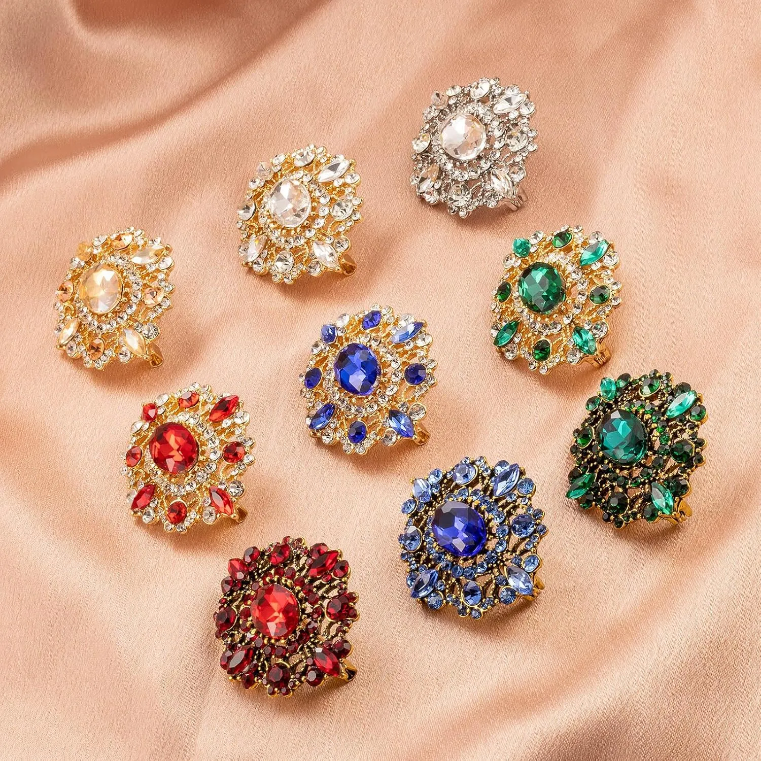 LAXPICOL Vintage Clear Austrian Crystal Brooch Pin for Women Elegant Wedding Bridal Brooches Broach Pin 1.69"*1.39"