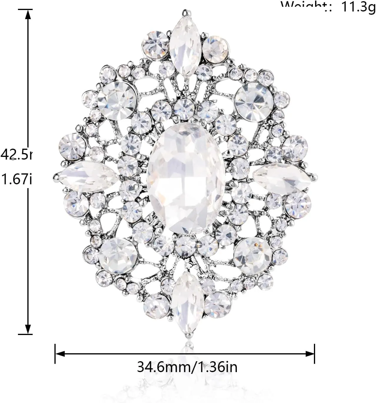 LAXPICOL Vintage Clear Austrian Crystal Brooch Pin for Women Elegant Wedding Bridal Brooches Broach Pin 1.69"*1.39"