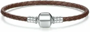Leather Woven Bracelet with 925 Sterling Silver Snap Clasp Charms