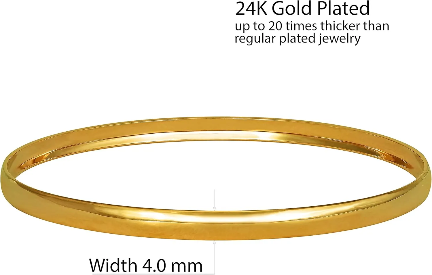 LIFETIME JEWELRY Smooth Bangle Bracelets 24k Real Gold Plated for Women
