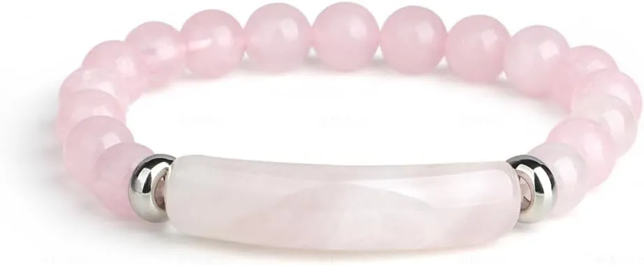Link Pheromone Bracelet for Women Rose Quartz Pheromone Bracelet Natural Stone Pink Beaded Bracelet Handmade Good Luck Energy Chakra Bangle Jewelry Gifts for Women Mom