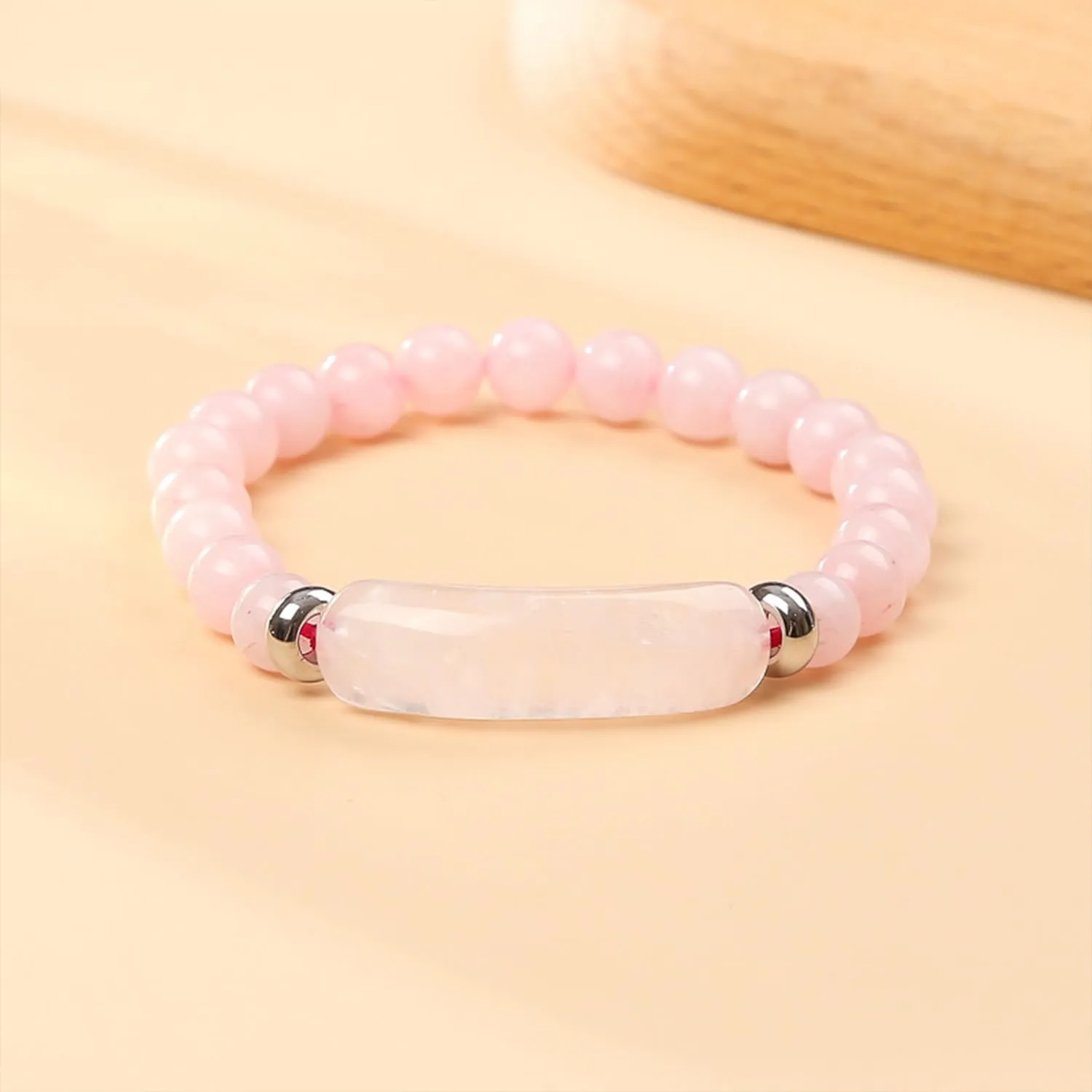 Link Pheromone Bracelet for Women Rose Quartz Pheromone Bracelet Natural Stone Pink Beaded Bracelet Handmade Good Luck Energy Chakra Bangle Jewelry Gifts for Women Mom