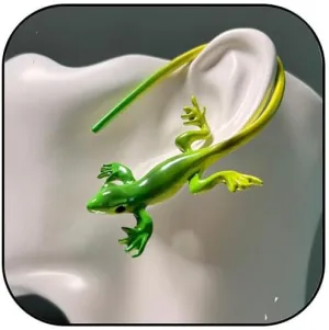 Lizard Ear Cuff Earrings Green Gecko Wrap Non-pierced Single Right Earrings Climber Crawler Earrings Reptile Animal Ear Clip Wrap Earring Jewelry for Women