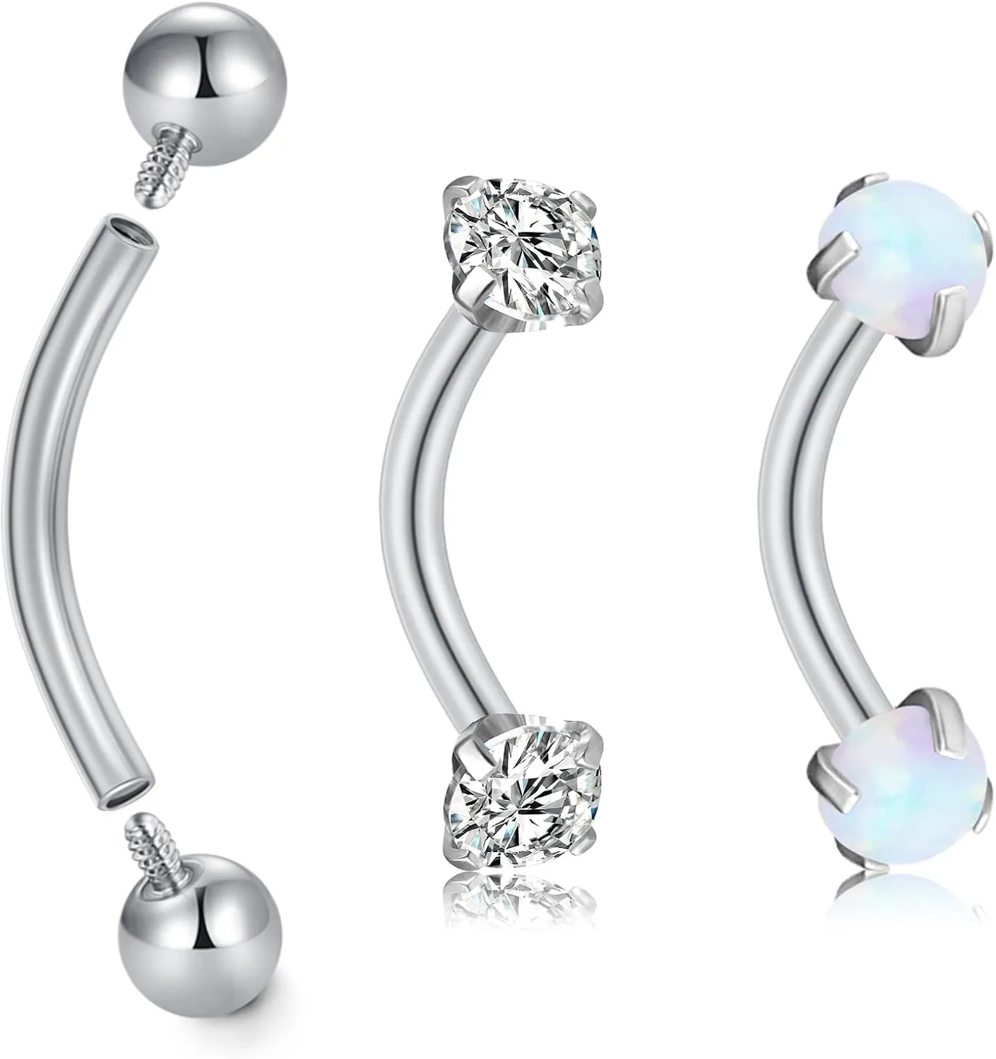 Longita Rook Piercing Jewelry Rook Jewelry Rook Earrings Surgical Steel Silver Gold Eyebrow Piercing Jewelry Internally Threaded Eyebrow Rings 16g Vertical Labret Lip Jewelry 8mm 10mm