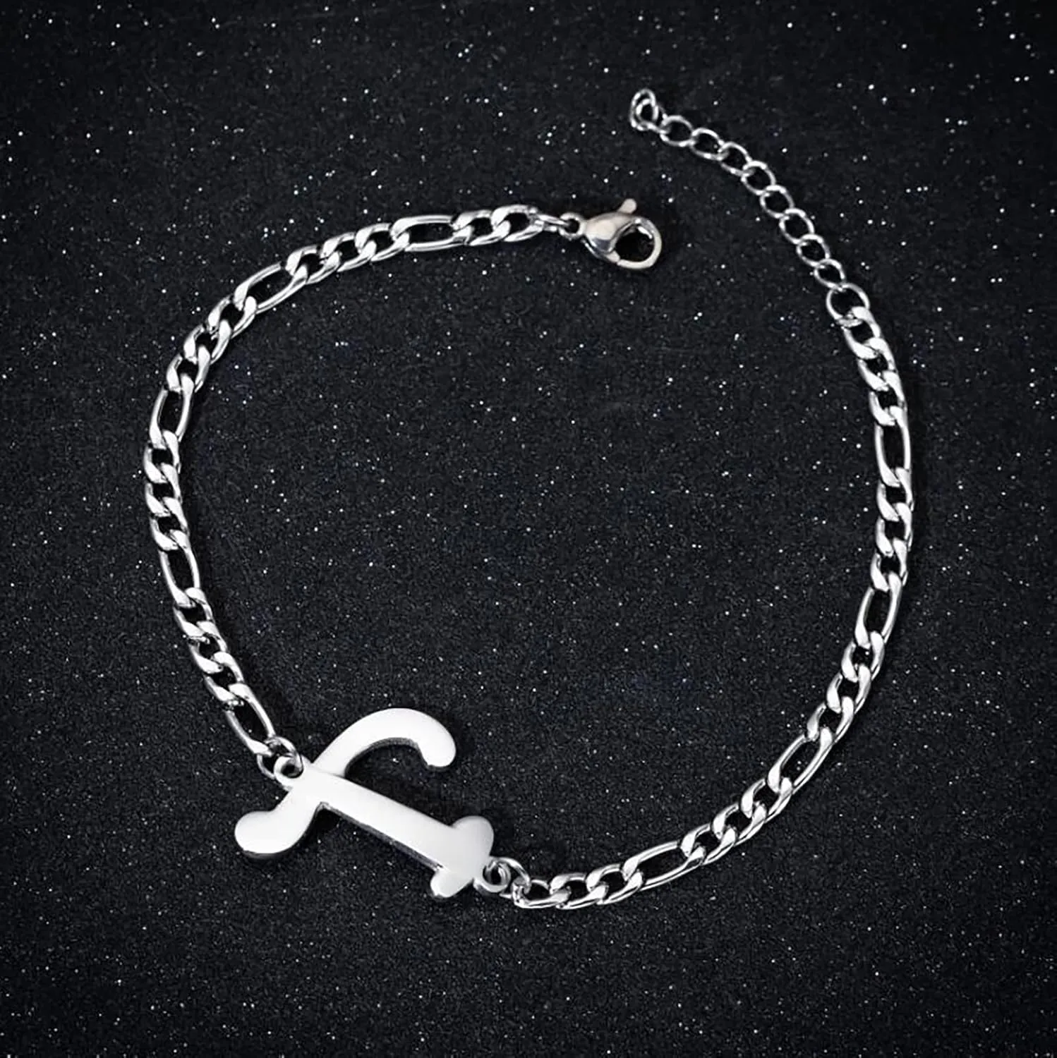 Loqimu 4 Pack Stainless Steel Initial Jewelry Sets for Women Silver Rings Bracelet Earrings Pendant Necklace Uppercase Choker Chain Ear Studs Jewelry Gift