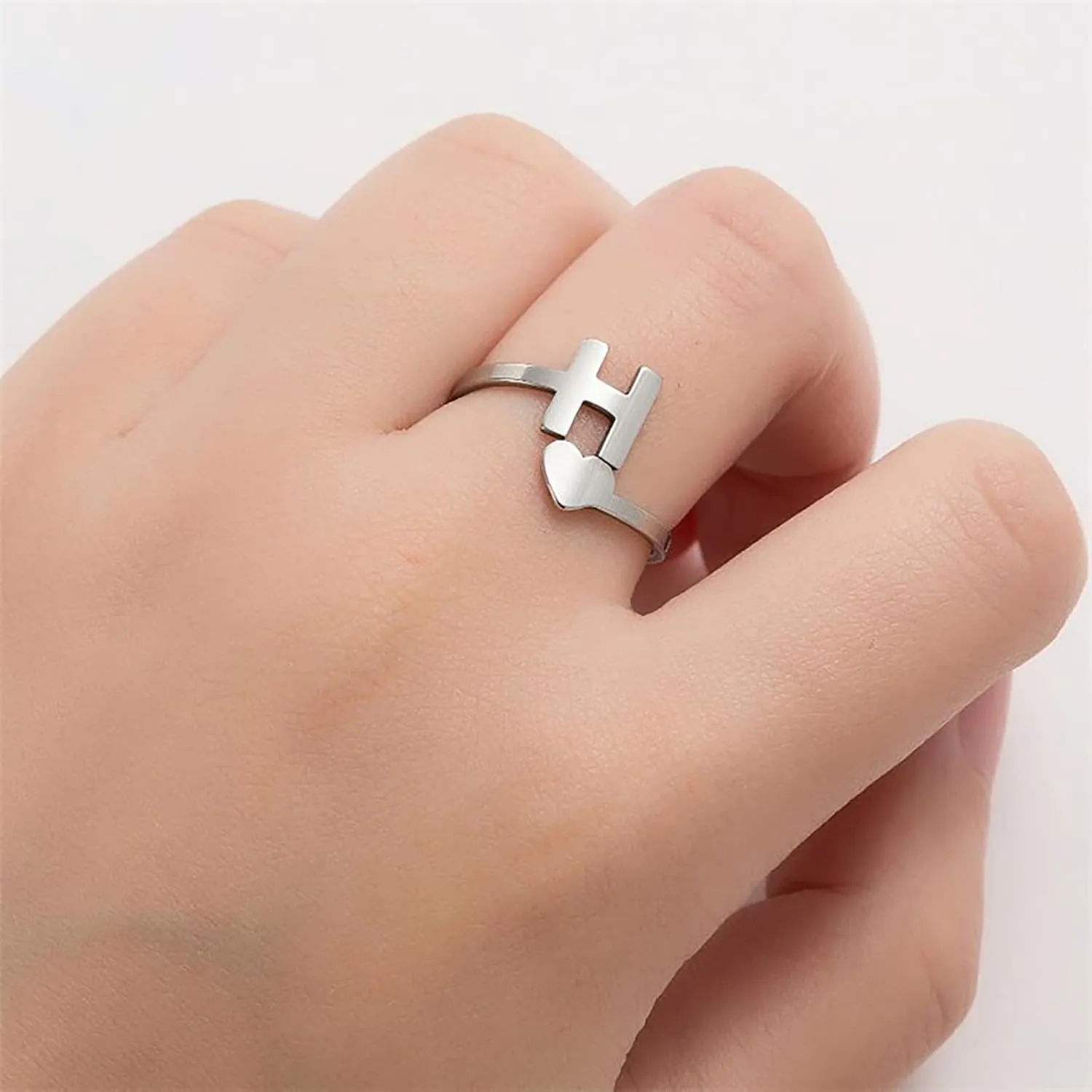 Loqimu 4 Pack Stainless Steel Initial Jewelry Sets for Women Silver Rings Bracelet Earrings Pendant Necklace Uppercase Choker Chain Ear Studs Jewelry Gift