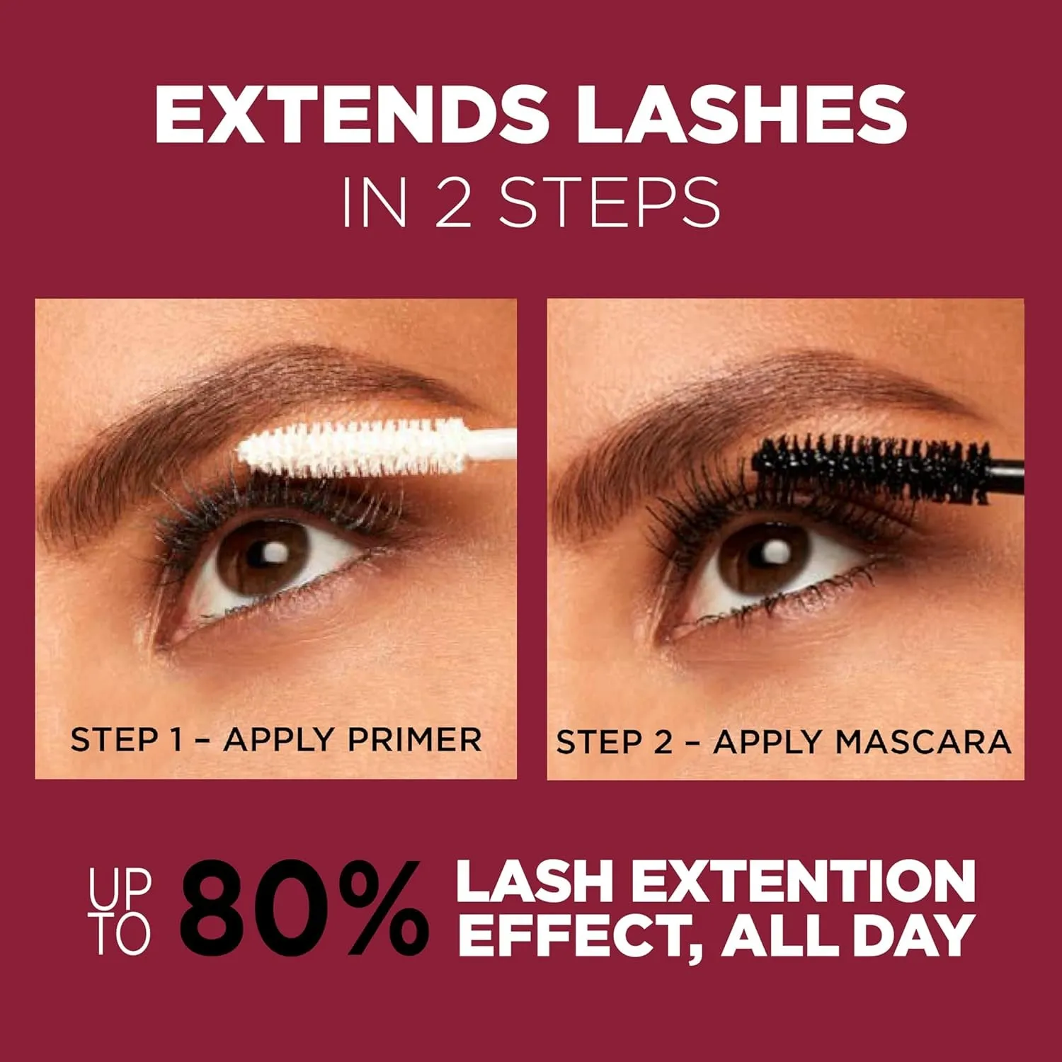 L'Oreal Paris Double Extend Tubing Mascara â€“ Smudge-Proof, Lengthening Black Formula â€“ 2 Steps