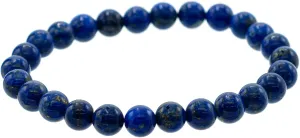LTC Designs Shiny 6mm Round Lapis Lazuli Stretch Bracelet, 7" for Womwn, Men,andFriends