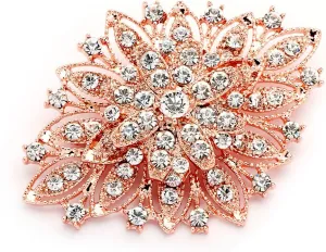 Mariell Rose Gold Wedding Jewelry Crystal Bridal Brooch Pin for Brides, Bridesmaids, Mother of The Bride