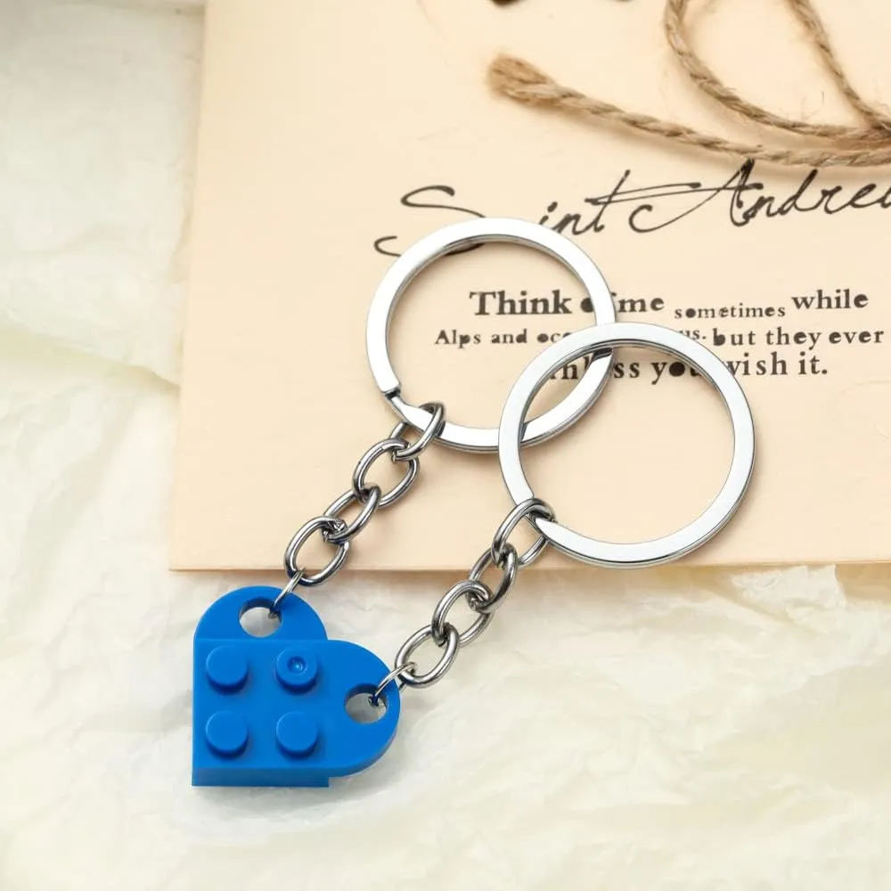 Matching Brick Keychain for Couples, Cute Heart Keychains Set for Friendship, Sweet Gifts for Girlfriend Boyfriend