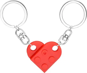 Matching Brick Keychain for Couples, Cute Heart Shape Keychains Set, Sweet Gifts for Girlfriend Boyfriend Friendship