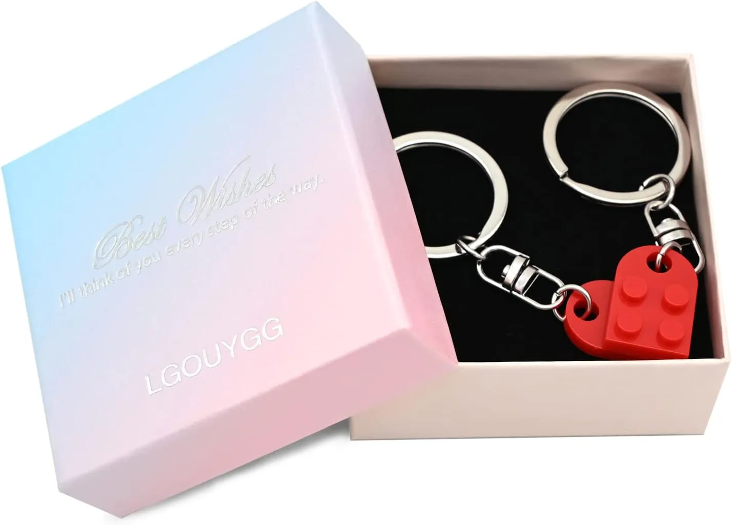 Matching Brick Keychain for Couples, Cute Heart Shape Keychains Set, Sweet Gifts for Girlfriend Boyfriend Friendship