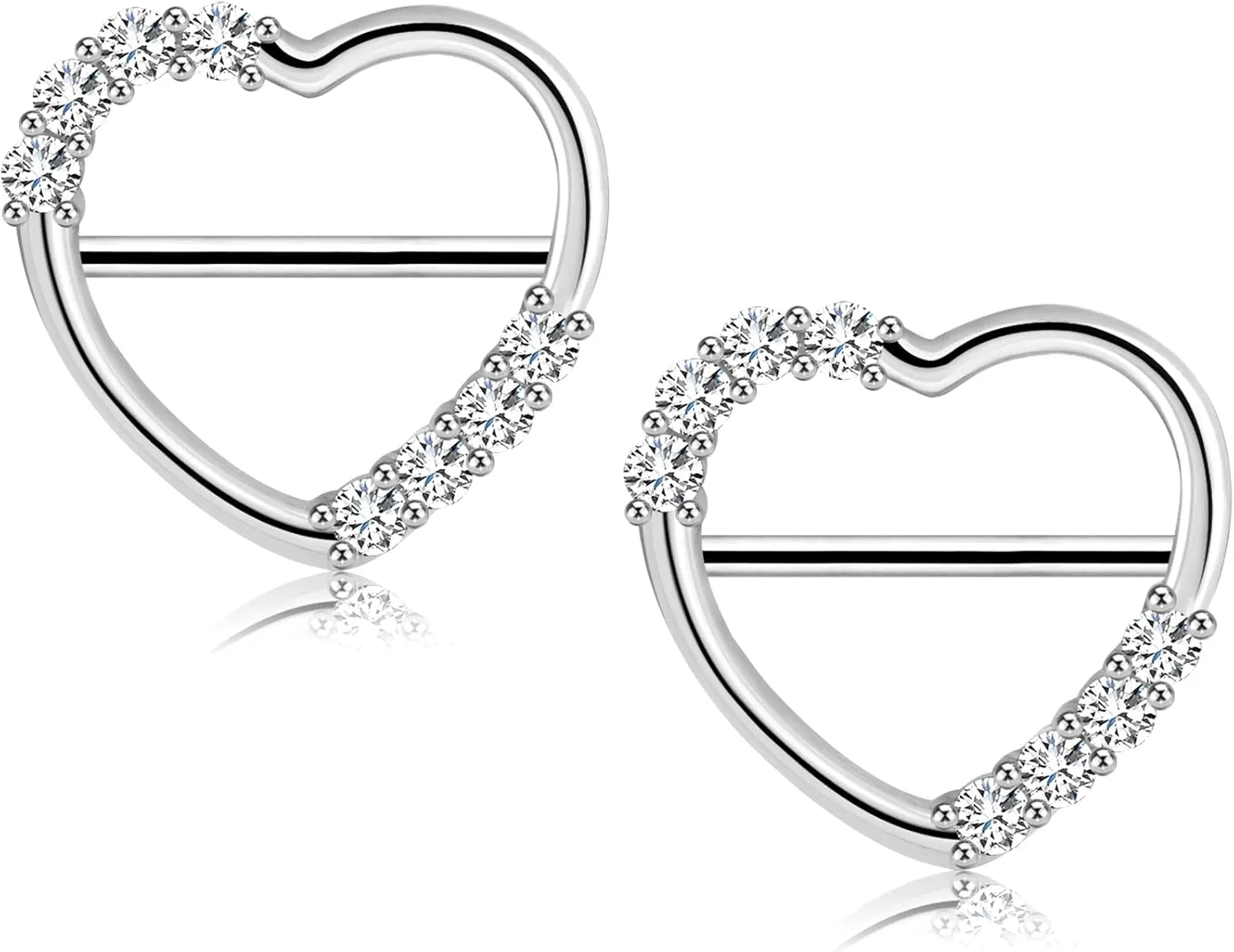Melighting Dainty Nipple Clicker Shiny Clear CZ Nipple Piercing Jewelry - 14G 316L Surgical Steel Barbell