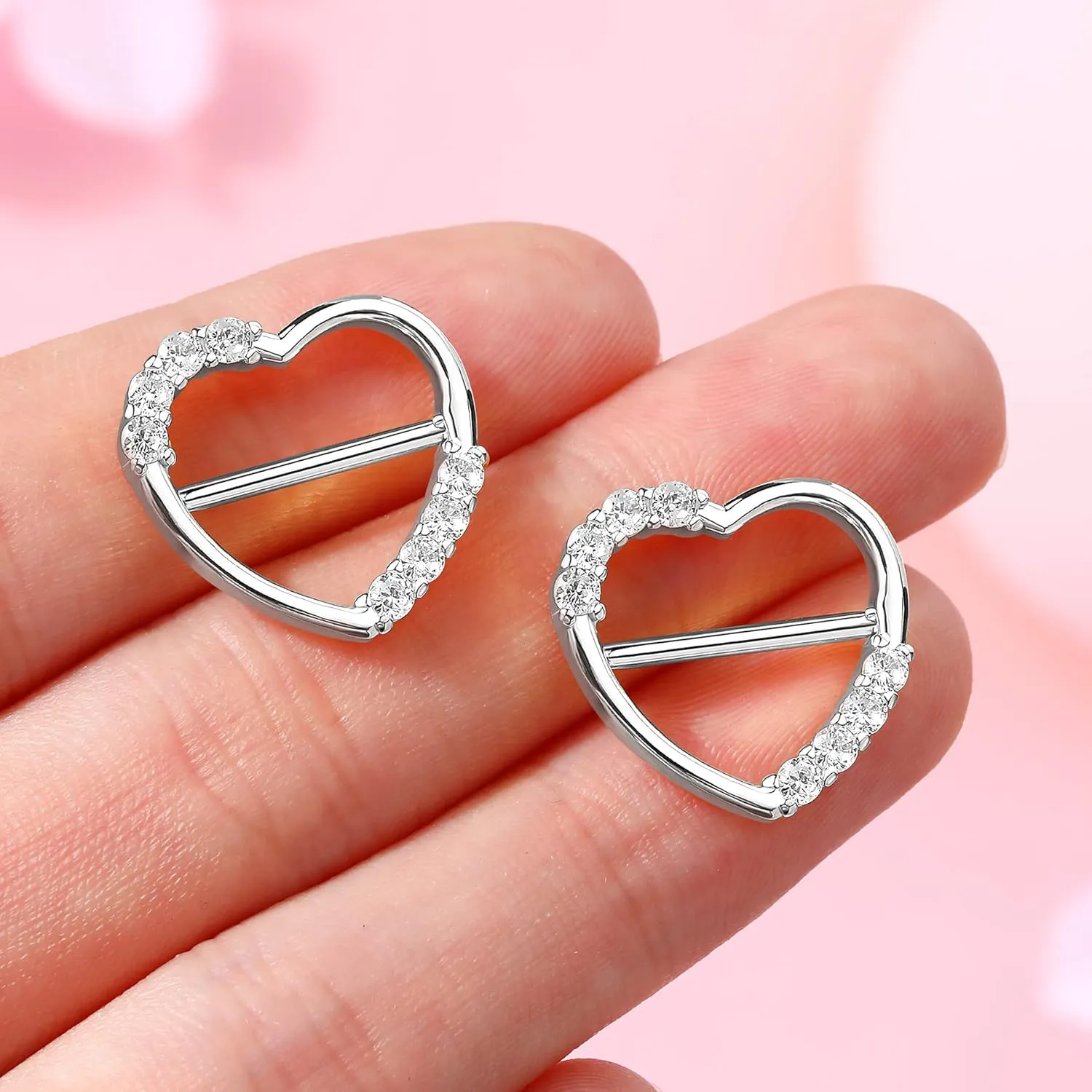 Melighting Dainty Nipple Clicker Shiny Clear CZ Nipple Piercing Jewelry - 14G 316L Surgical Steel Barbell