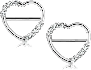 Melighting Dainty Nipple Clicker Shiny Clear CZ Nipple Piercing Jewelry - 14G 316L Surgical Steel Barbell
