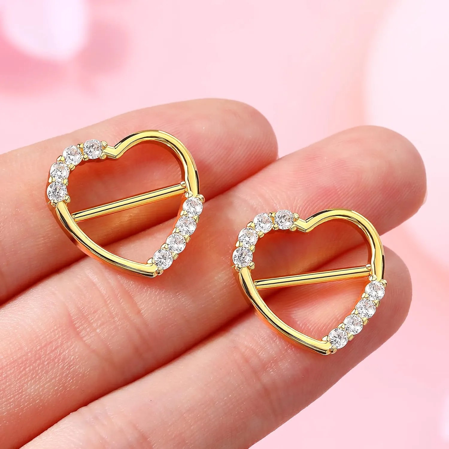 Melighting Dainty Nipple Clicker Shiny Clear CZ Nipple Piercing Jewelry - 14G 316L Surgical Steel Barbell