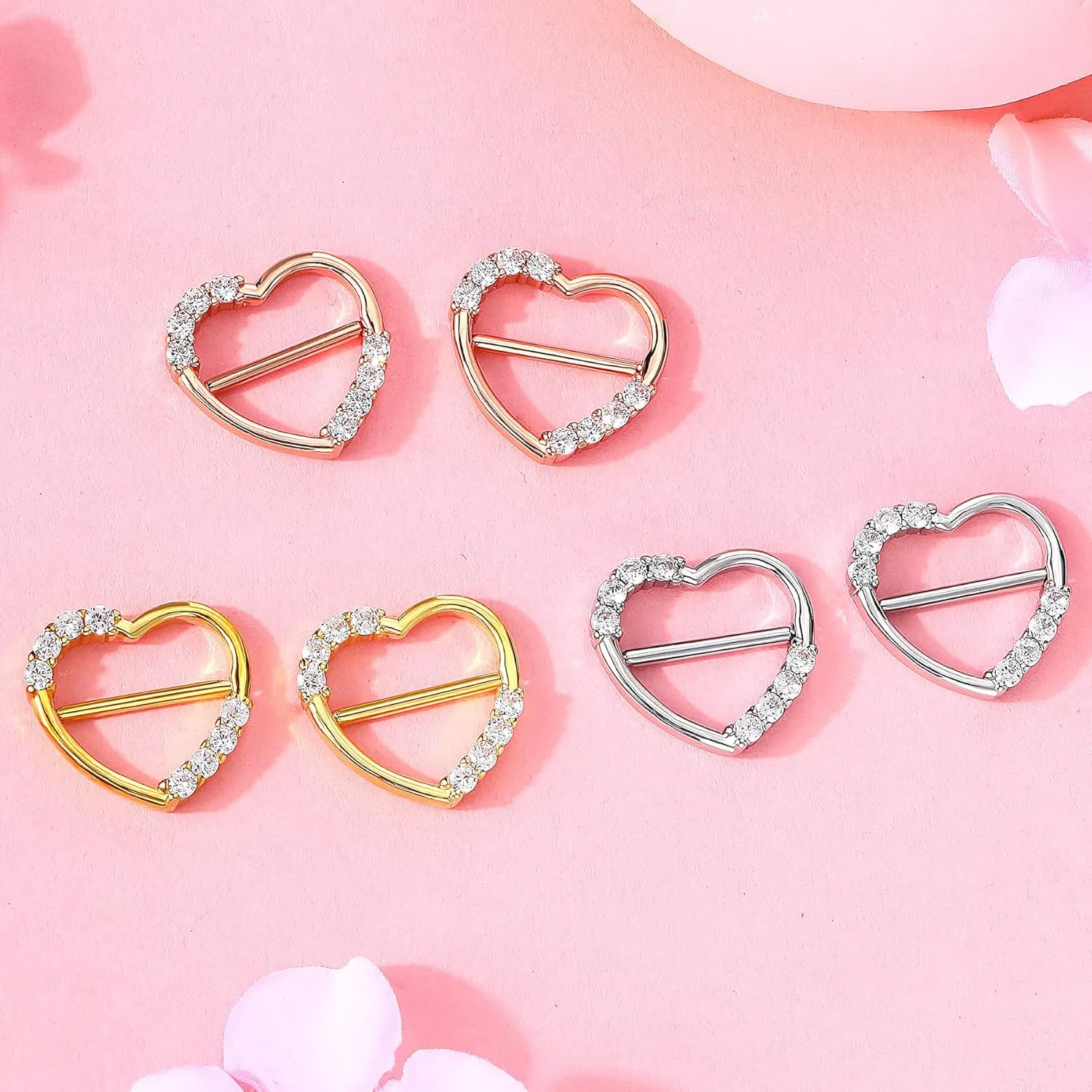 Melighting Dainty Nipple Clicker Shiny Clear CZ Nipple Piercing Jewelry - 14G 316L Surgical Steel Barbell